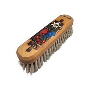 Vintage Grindelwald Switzerland Hand Painted Wooden Handle Brush Floral